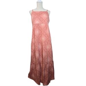 SO Pink Boho Medallion Print Tiered Maxi Dress - Size XL